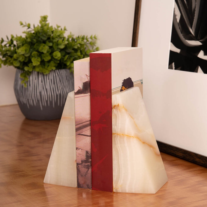 Harold Onyx Marble Wedge Bookends