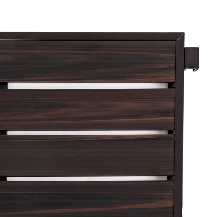 Close up of espresso shoe rack