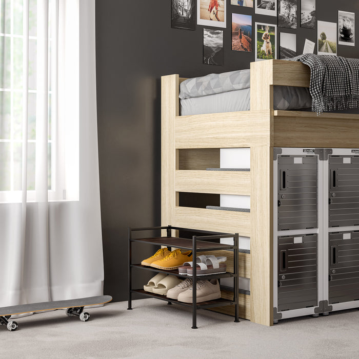 HOME 3-Tier Resin Slatted Shoe Rack, Espresso