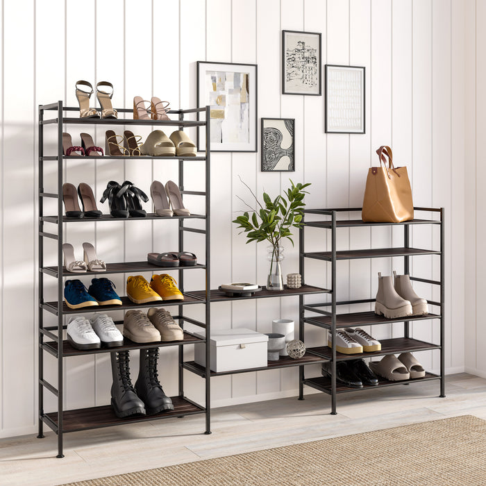 HOME 3-Tier Resin Slatted Shoe Rack, Espresso