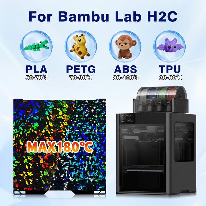 IdeaFormer-3D Rainbow Confetti PEF+Galaxy PEY Spring Steel Build Plate 335x346mm for Bambu Lab H2C