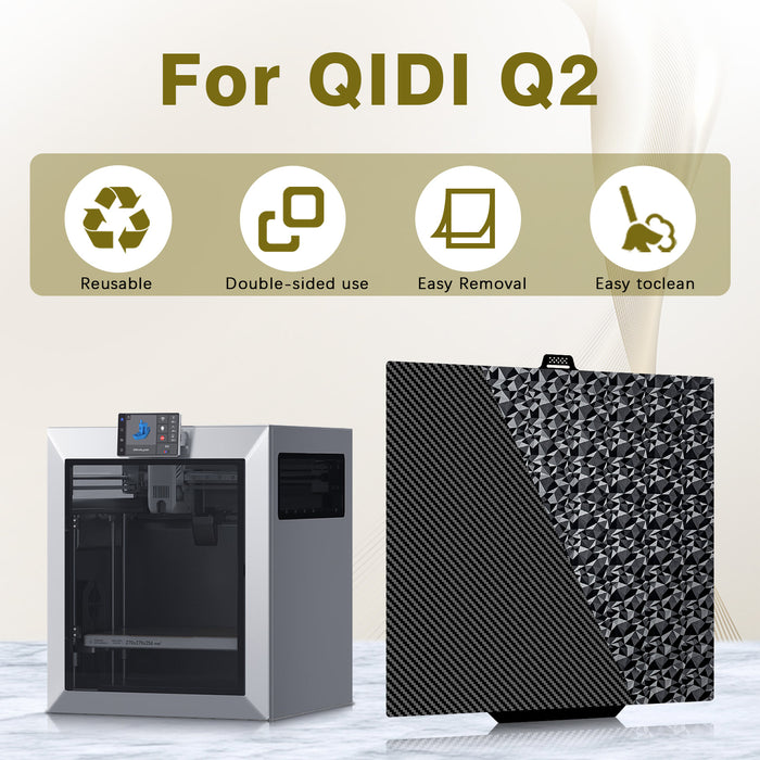 IdeaFormer Diamond PEO+Carbon Fiber PET Spring Steel Build Plate, 280×280mm for QIDI Q2 3D Printer