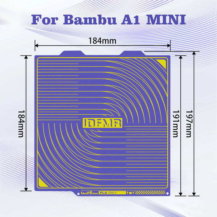 IdeaFormer Purple Textured PEI Low-Temperature Build Plate, 184×184mm for Bambu Lab A1 Mini