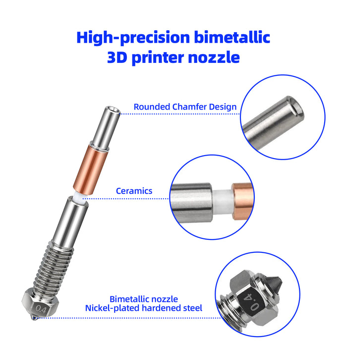 IdeaFormer Replacement 2PCS Integrated Nozzle for QIDI Plus4, M6 Bimetallic + Ceramics Nozzle for QIDI Plus4