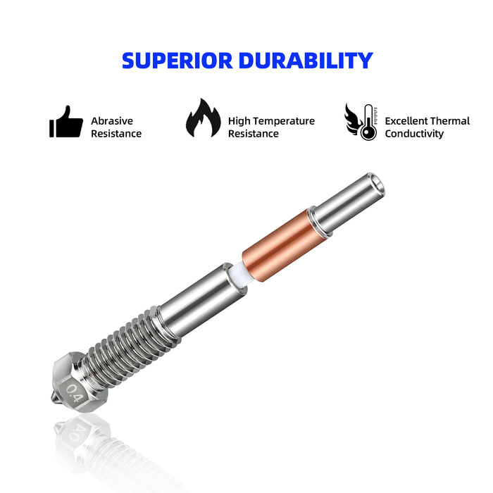 IdeaFormer Replacement 2PCS Integrated Nozzle for QIDI Plus4, M6 Bimetallic + Ceramics Nozzle for QIDI Plus4