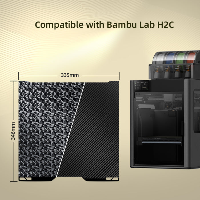 IdeaFormer Smooth Diamond PEO + Carbon Fiber PET Spring Steel Build Plate, 335×346mm For Bambu Lab H2C 3D Printer