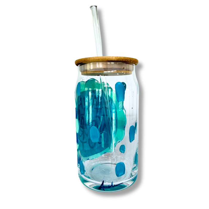 It's a Good Day Hand Painted Can Glass with Straw