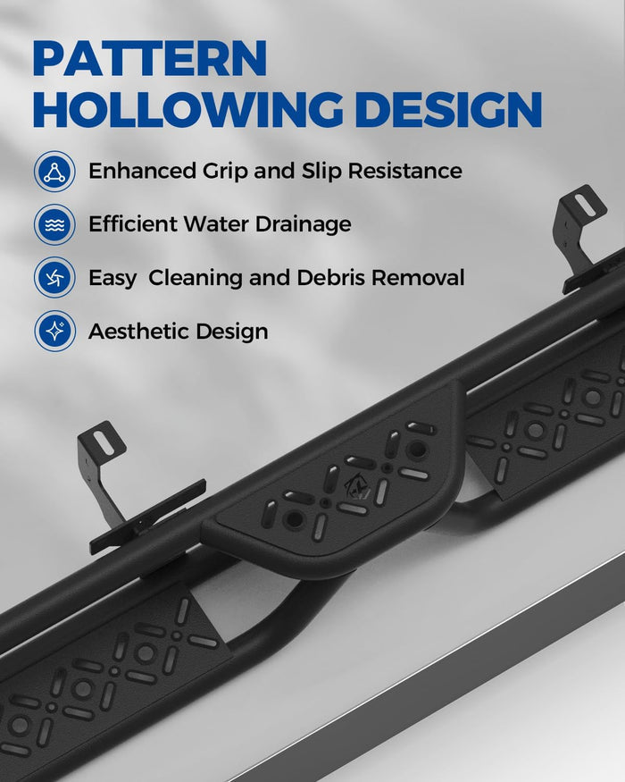 Jeep Gladiator JT Running Boards Dual Side Steps Wheel-to-Wheel Nerf Bars for 2020-2026 Gladiator JT 4-Door, Heavy Duty Steel, Matte Black