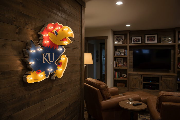 Kansas Jayhawks Logo Lighted Recycled Metal Wall Decor