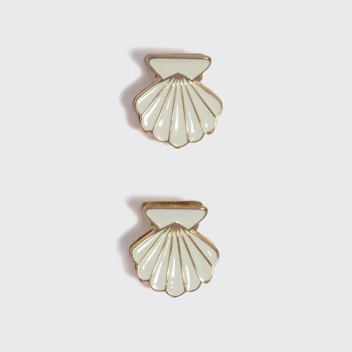 KITSCH | Metal Clam Shell Hair Clip 2pc Set - Gold & Pearlized Cream