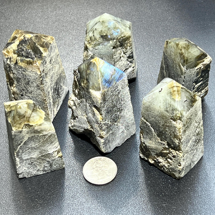 Labradorite Crystal Point Tower Carving (Top Polished)
