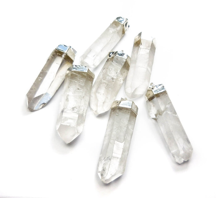 Large Quartz Crystal Point Pendant (Silver Plated) Wholesale