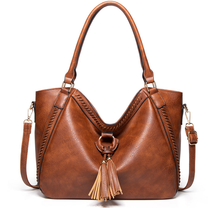 Leather Tassel Tote Bag