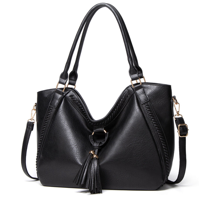 Leather Tassel Tote Bag