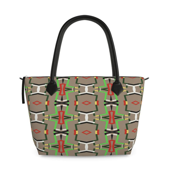 Leather Zip Top Handbag