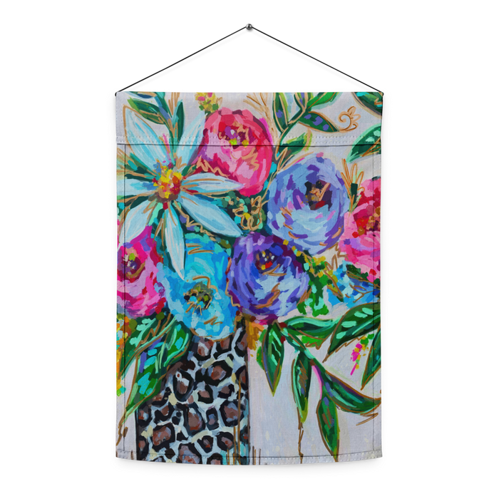 Leopard Floral Garden flag