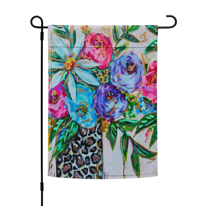 Leopard Floral Garden flag