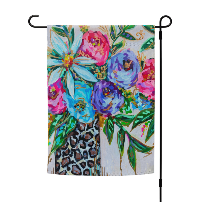 Leopard Floral Garden flag