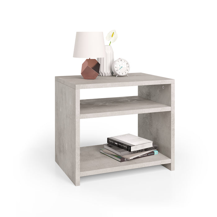 Martino Nightstand, Concrete Effect, Grey
