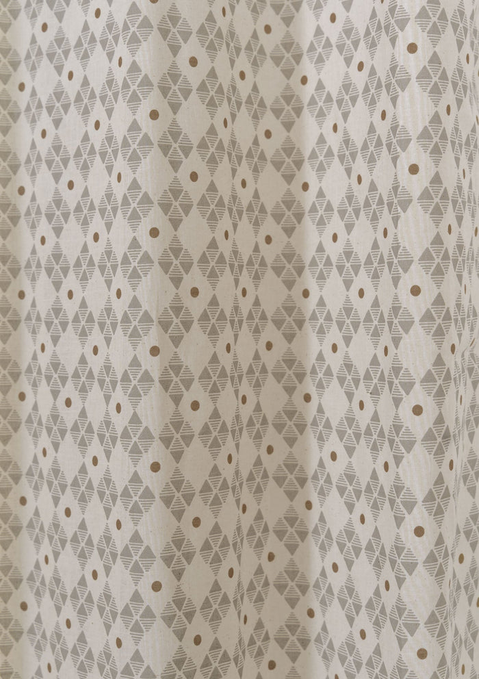 Mirage 100% cotton geometric sheer curtain for living room - Light filtering - Grey - Single - Single Piece