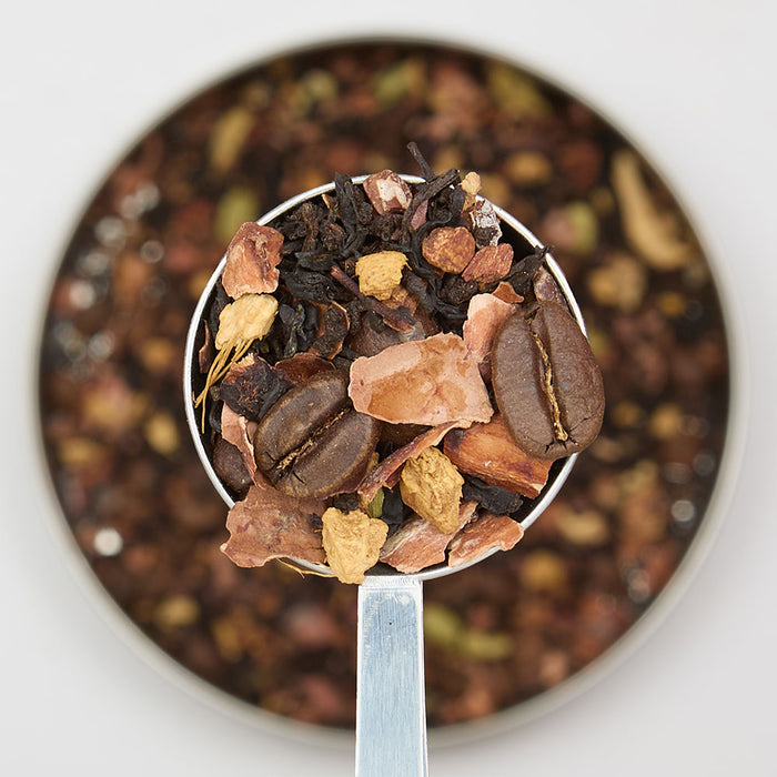 Mocha Chai Spoon filled with loose leaf tea