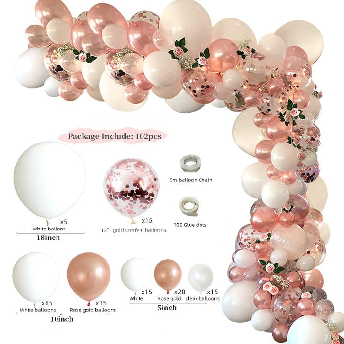 Mocsicka Balloon Arch 102Pcs Rose Gold Party Decoration Balloon Set