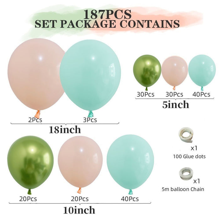 Mocsicka Balloon Arch 187Pcs Macaron Pink Green Balloons Set Party Decoration