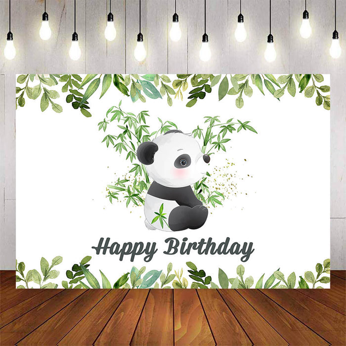 Mocsicka Cute Panda and Bamboo Happy Birthday Bankdrop-Mocsicka Party