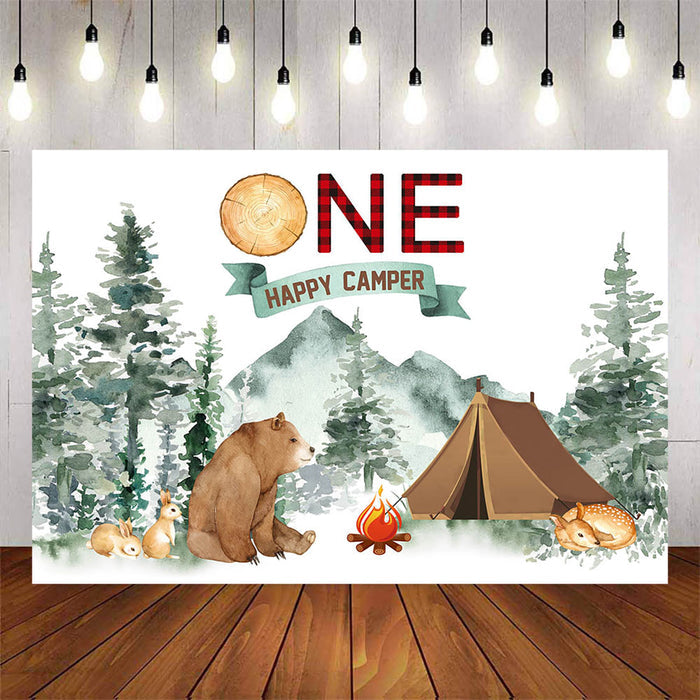 Mocsicka Happy Camper Theme 1st Birthday Backdrop-Mocsicka Party