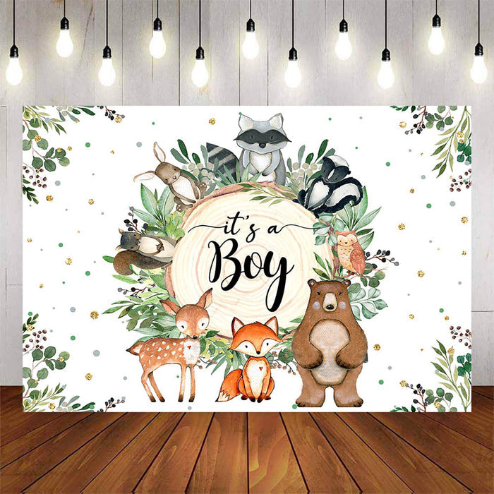 Mocsicka It's a Boy Little Animals Baby Shower Backdrop-Mocsicka Party