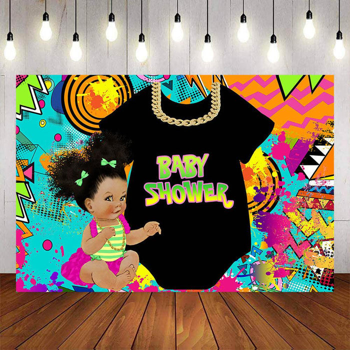 Mocsicka Little Girl and Golden Chain Baby Shower Backdrop-Mocsicka Party