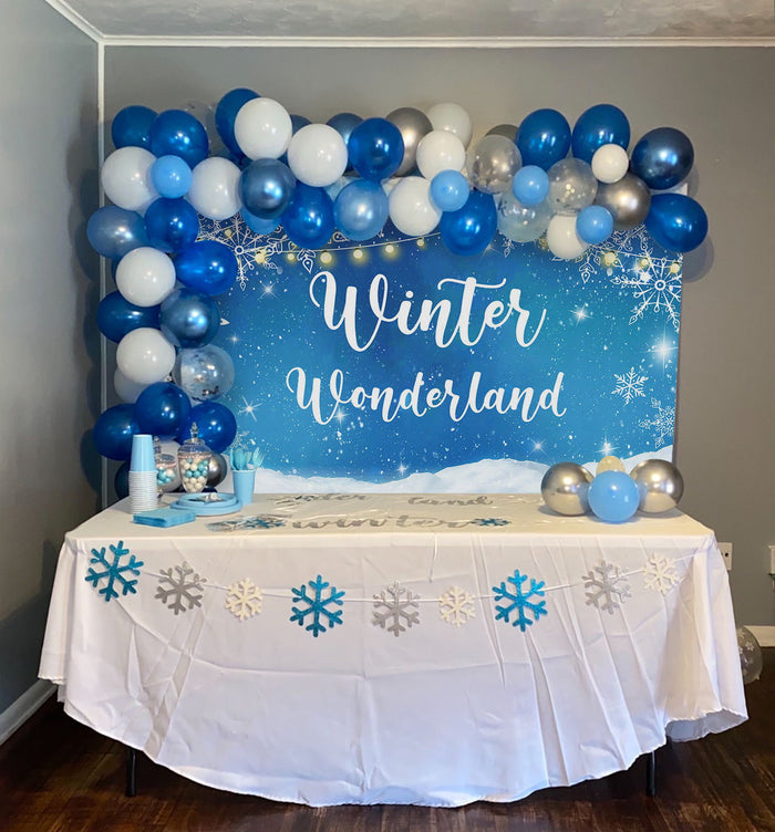 Mocsicka Winter Wonderland Snowflakes Birthday Background-Mocsicka Party