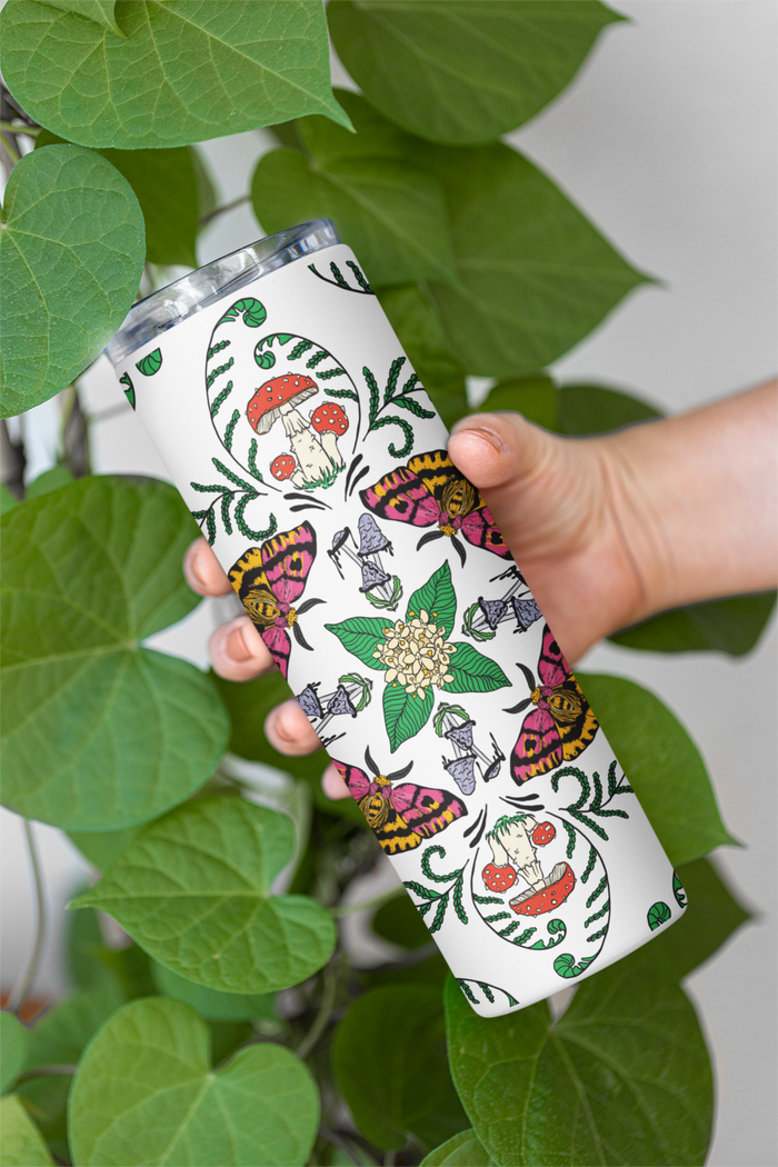 Mushrooms, Moths, Flowers 20oz Steel Travel Mug