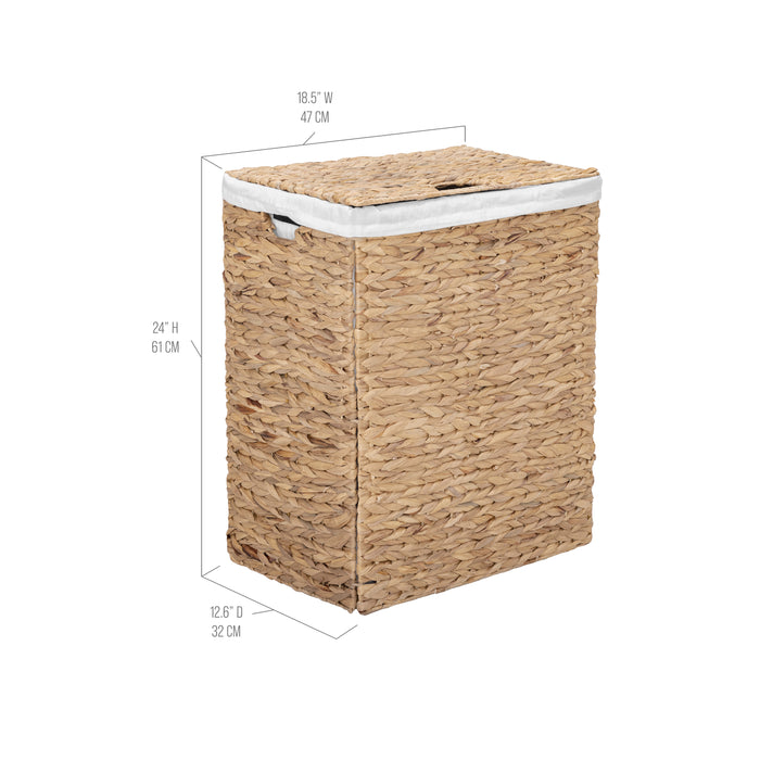 Natural Water Hyacinth Handwoven Lidded Laundry Hamper
