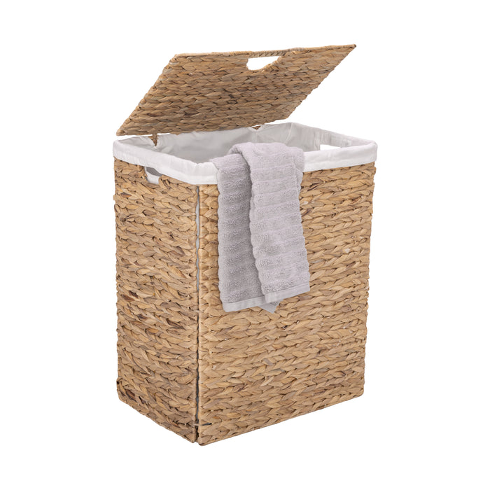 Natural Water Hyacinth Handwoven Lidded Laundry Hamper