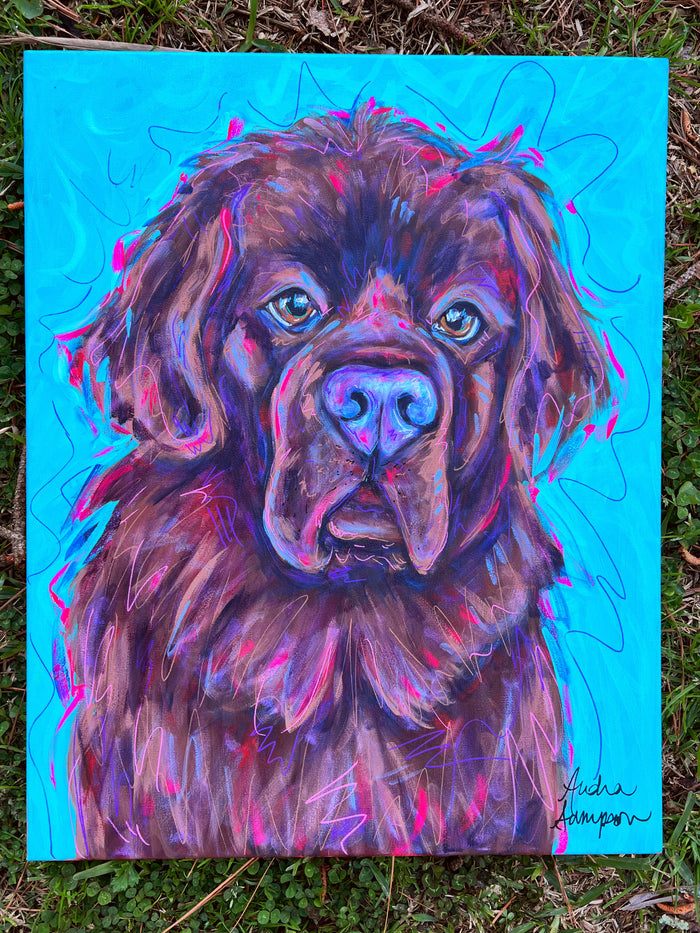Newfoundland Original Painting on 16x20 Canvas