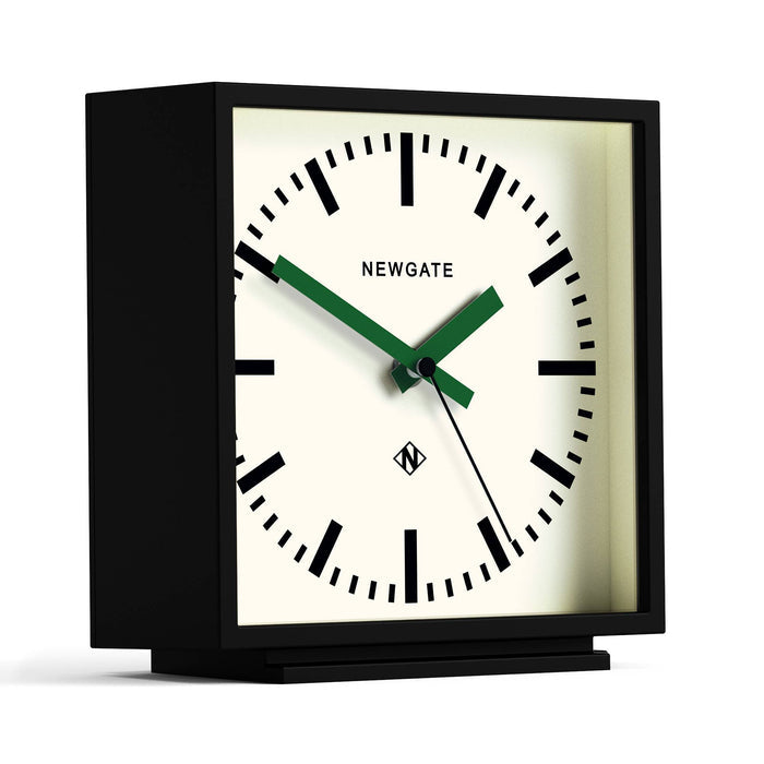 Newgate Amp mantel clock in black with green hands