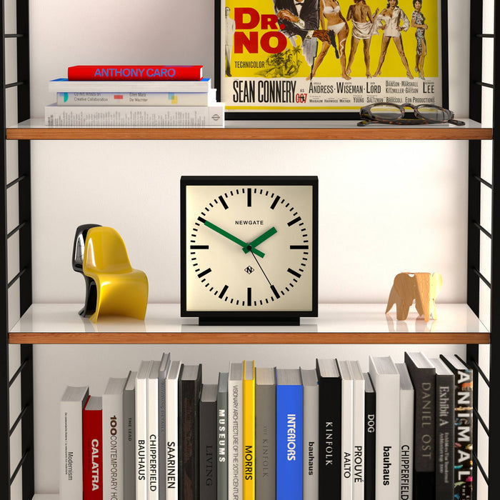 Newgate Amp mantel clock in black with green hands