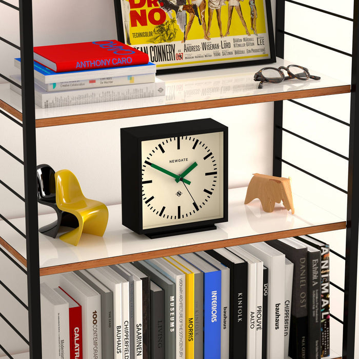 Newgate Amp mantel clock in black with green hands