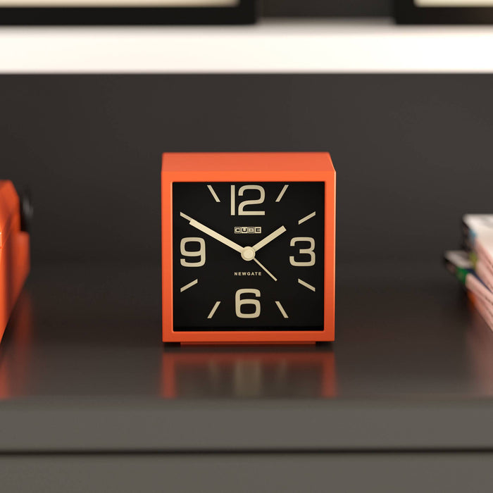 Newgate Cube alarm clock in orange