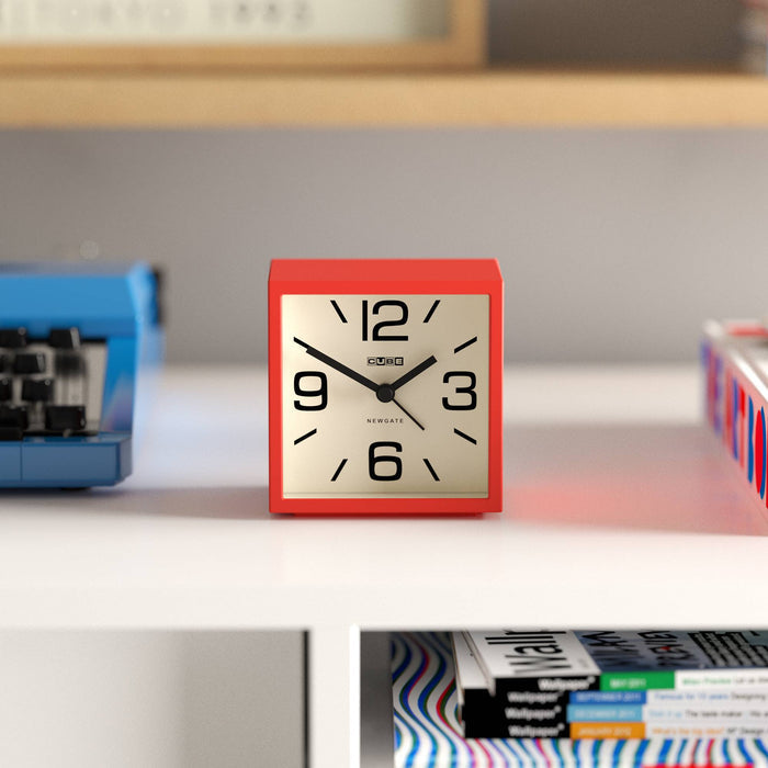 Newgate Cube alarm clock in red
