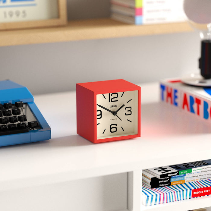 Newgate Cube alarm clock in red
