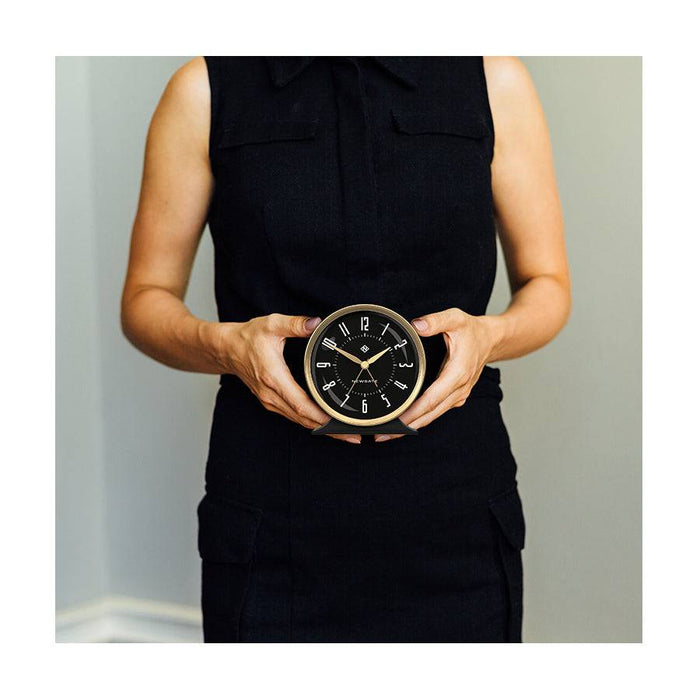Newgate Hotel alarm clock in black and brass