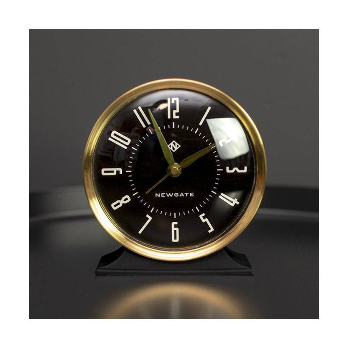 Newgate Hotel alarm clock in black and brass
