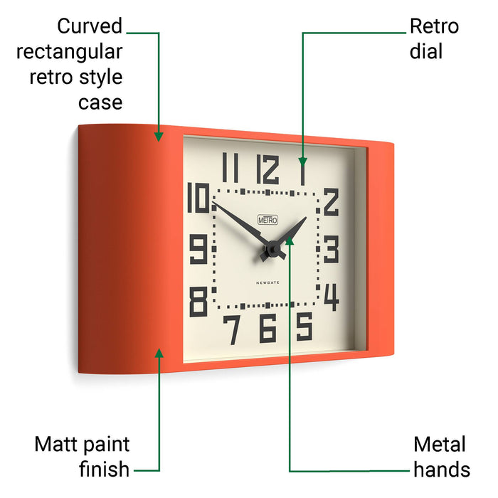 Newgate Metro wall clock in orange 42cm