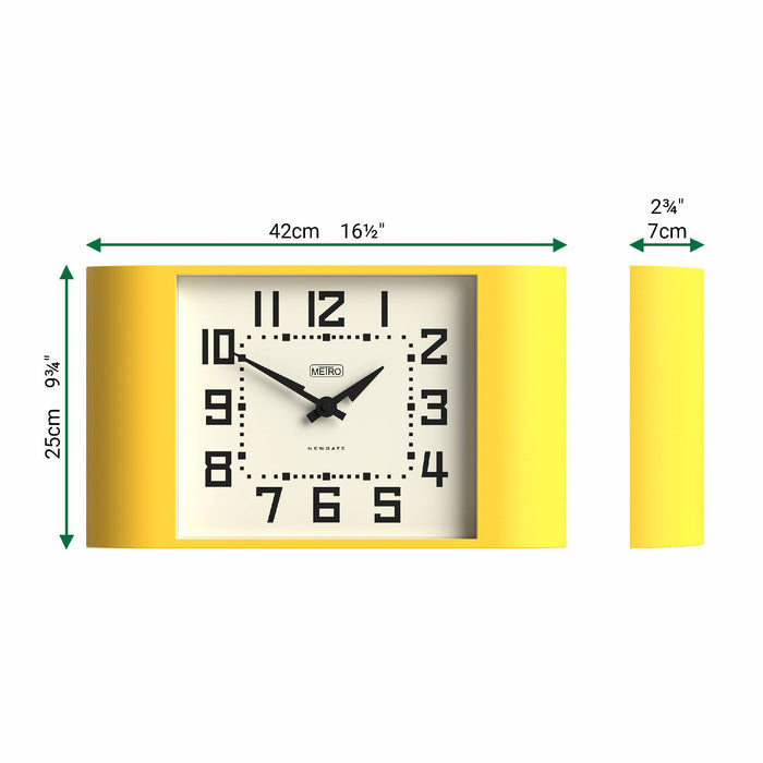 Newgate Metro wall clock in yellow 42cm