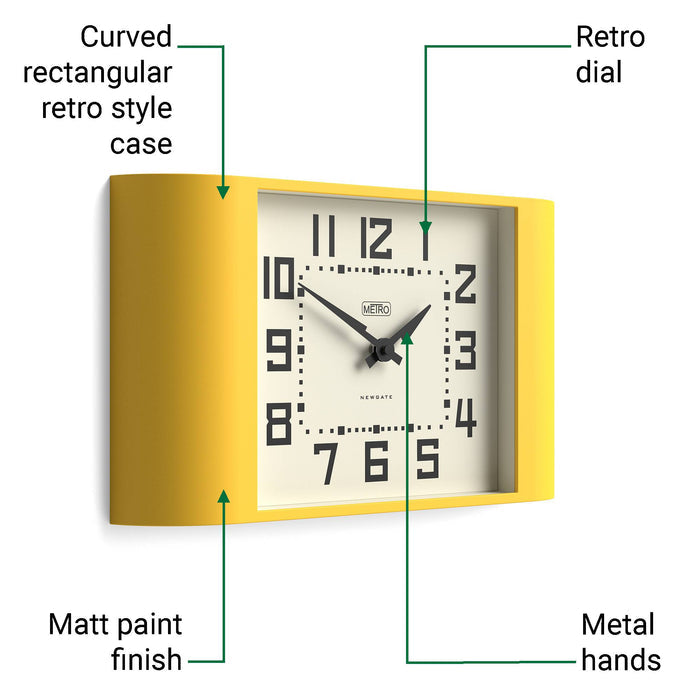 Newgate Metro wall clock in yellow 42cm