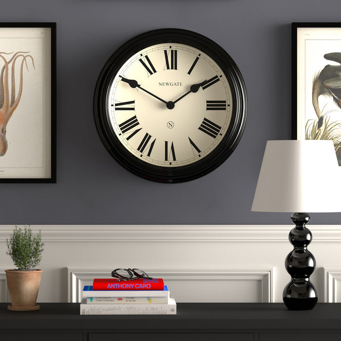 Newgate Notting Hill wall clock in gloss black 44cm
