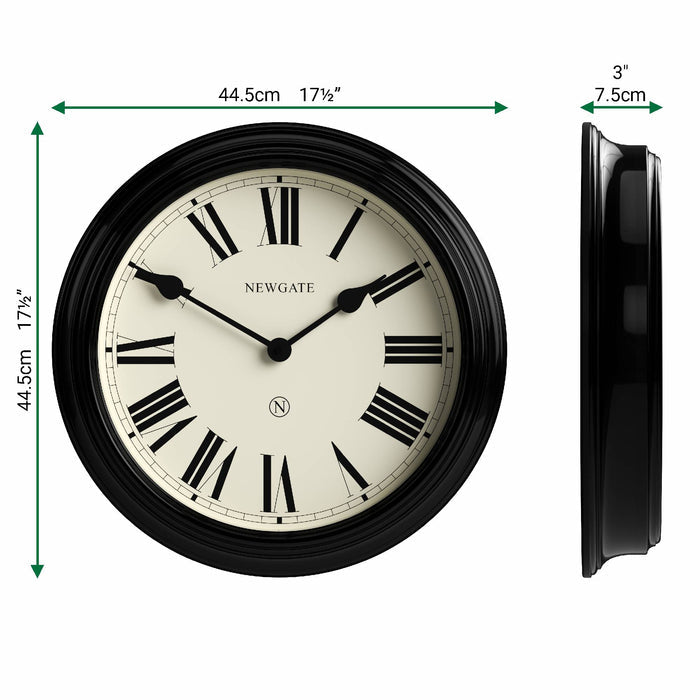 Newgate Notting Hill wall clock in gloss black 44cm