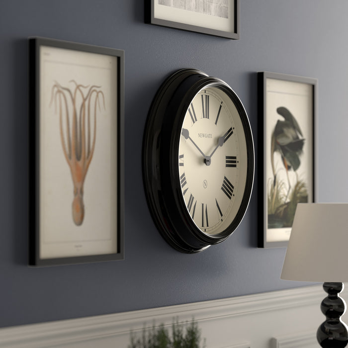 Newgate Notting Hill wall clock in gloss black 44cm